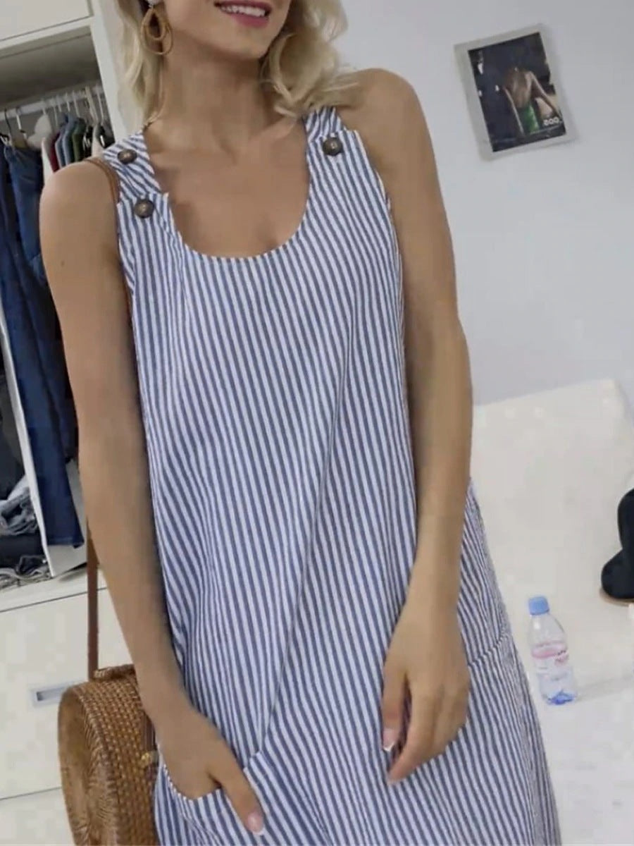 Women's Striped Mini Dress – Overall-Inspired Fit