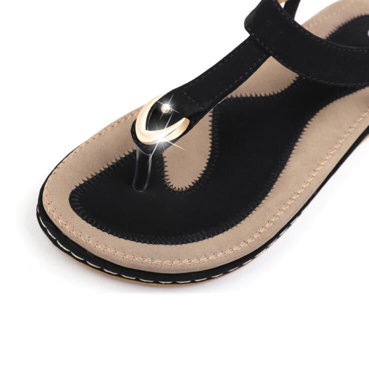Women's Flat Sandal – Adjustable T-Strap Arch Footbed
