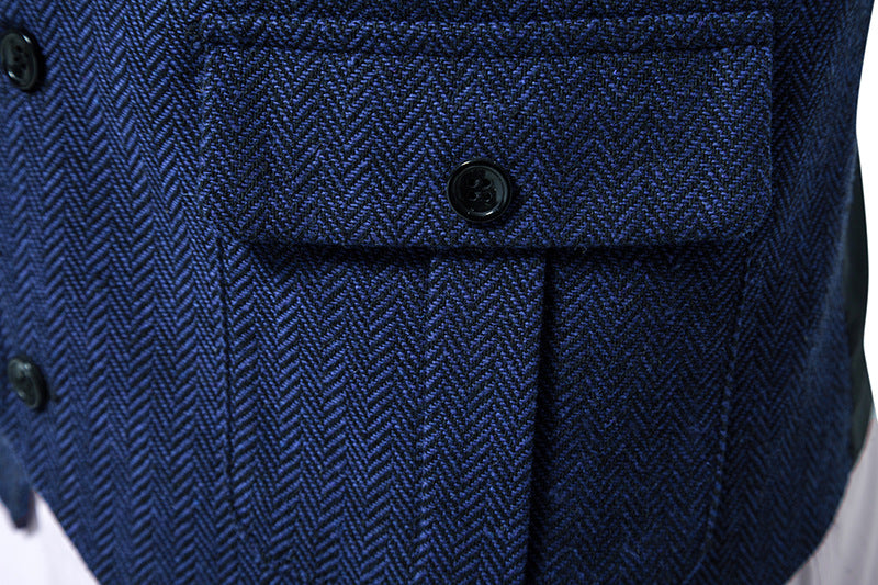 Men's Herringbone Vest – Tailored Single-Breasted Fit