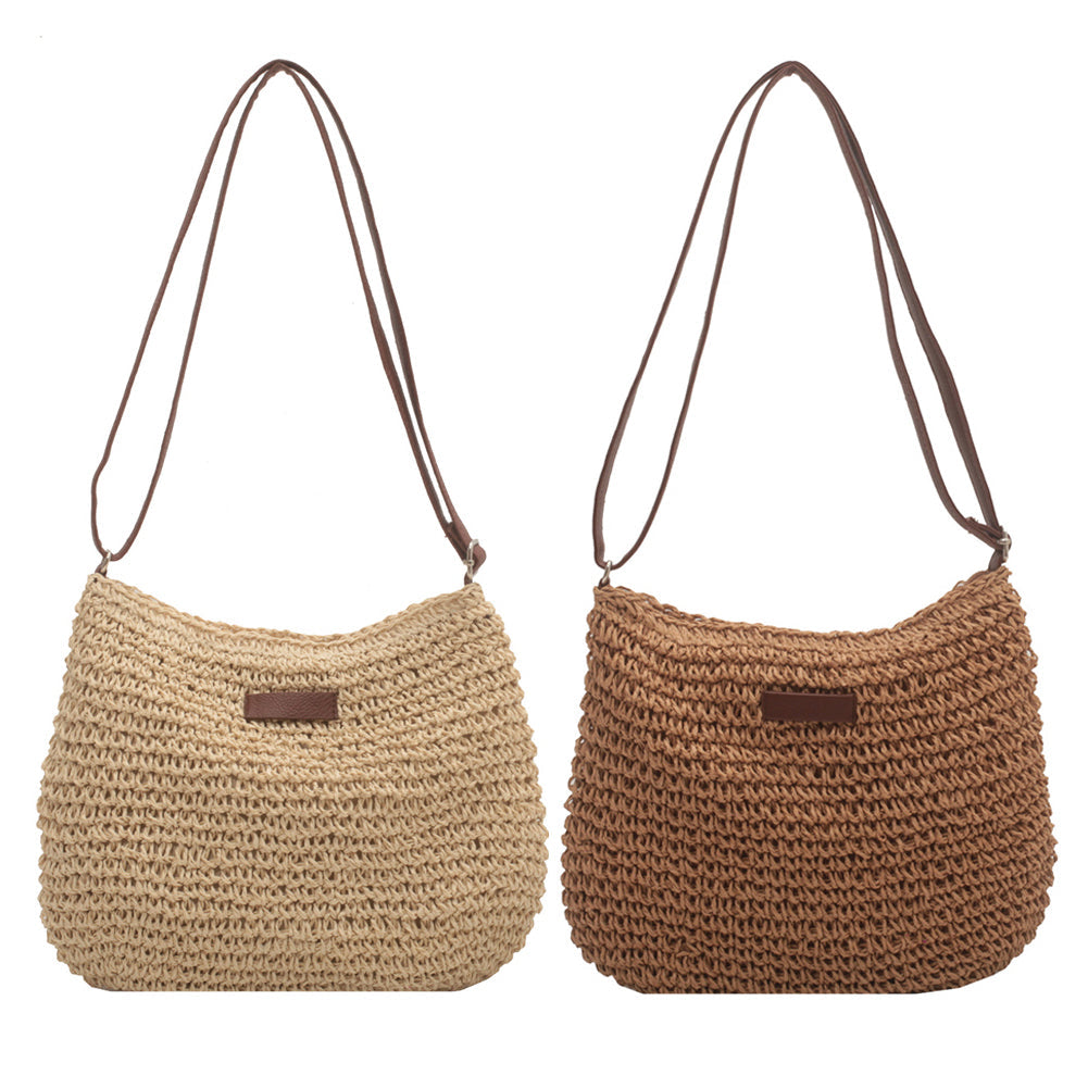 Women's Woven Straw Tote – Structured Square Zip Top
