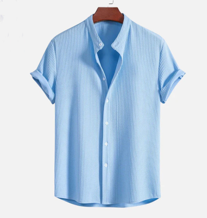 Men's Short Sleeve Button-Up Shirt – Relaxed Straight Hem