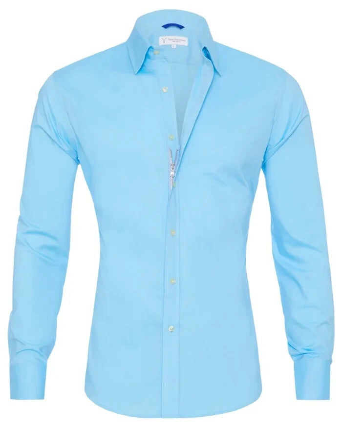 Men's Oxford Cotton Shirt – Hidden Zip Placket