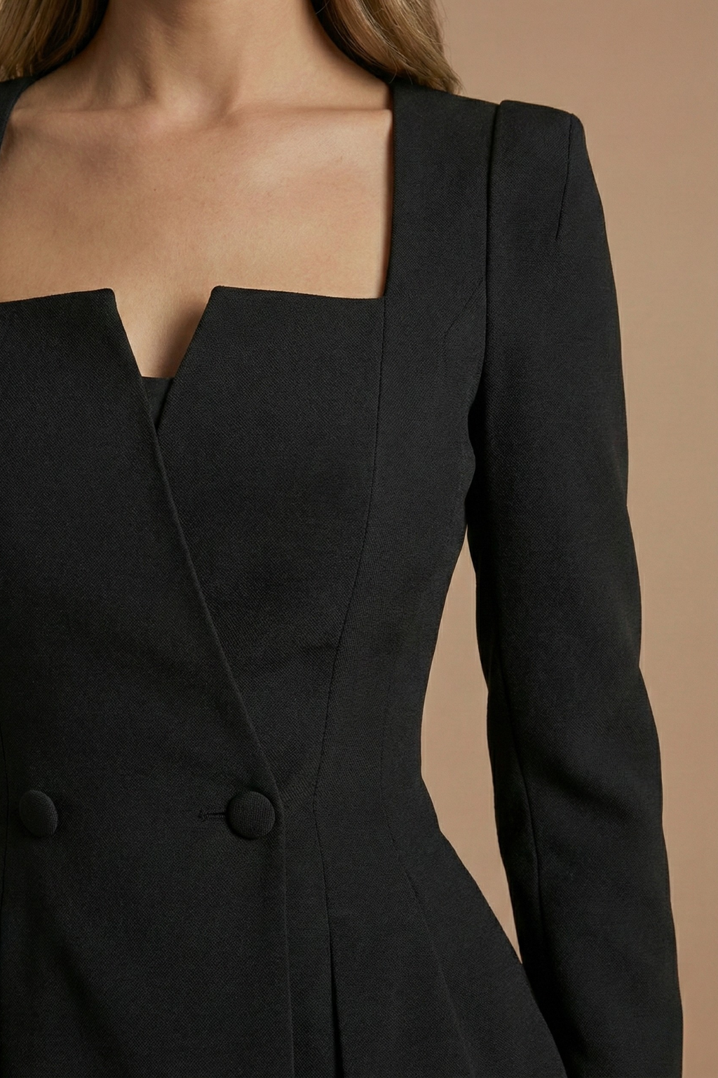Women's Peplum Blazer and Midi Skirt Set – Square Neck