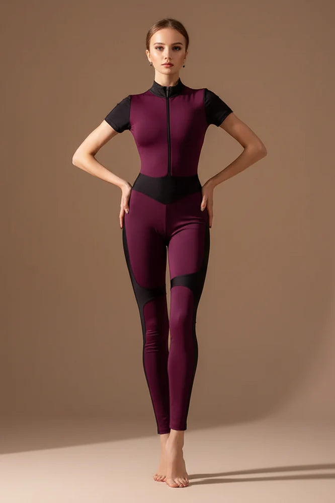 Women's Short-Sleeve Jumpsuit – Fitted Waist Slim Leg