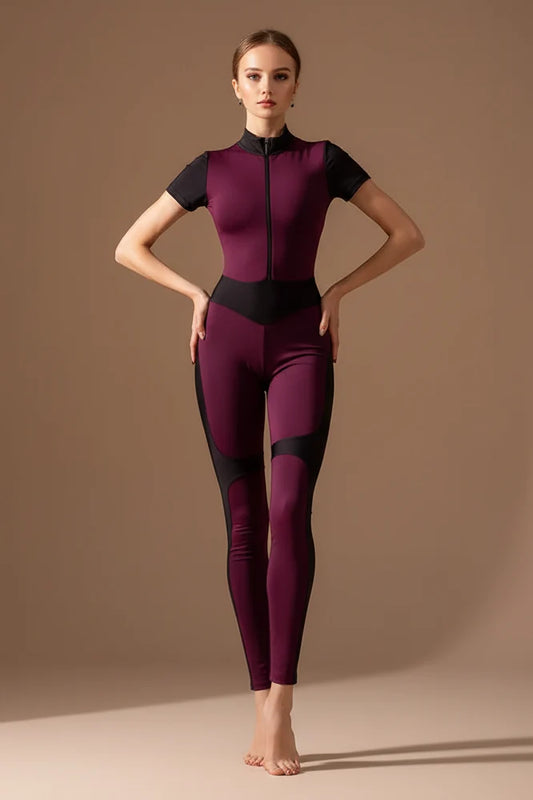 Women's Short-Sleeve Jumpsuit – Fitted Waist Slim Leg