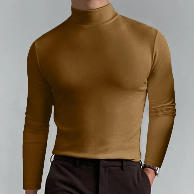 Men's High Neck Long Sleeve T-Shirt – Clean Regular Fit