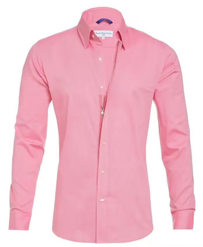 Men's Oxford Cotton Shirt – Hidden Zip Placket