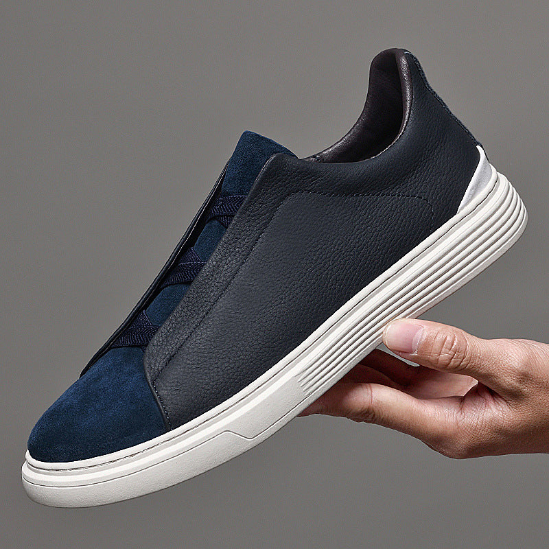 Men's Suede Slip-On Sneaker – Elastic Cross Strap