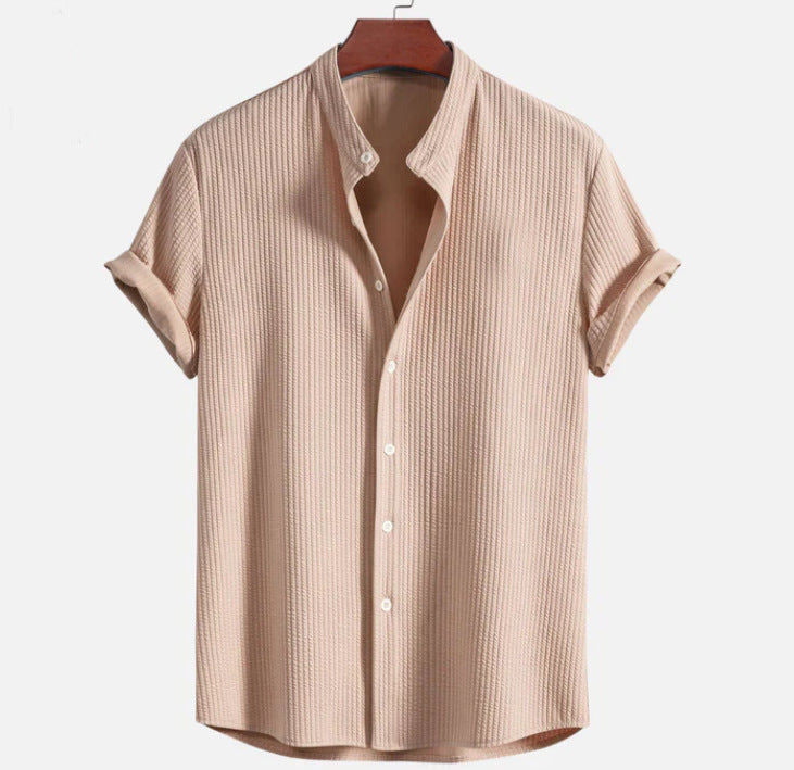 Men's Short Sleeve Button-Up Shirt – Relaxed Straight Hem