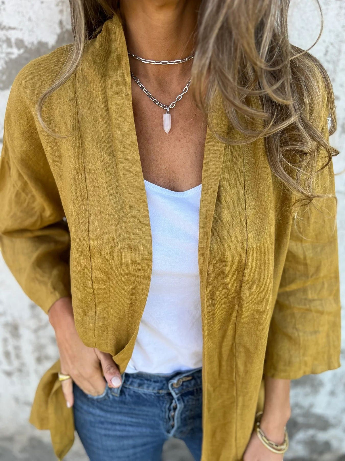 Women's Open-Front Cardigan – Three-Quarter Sleeve