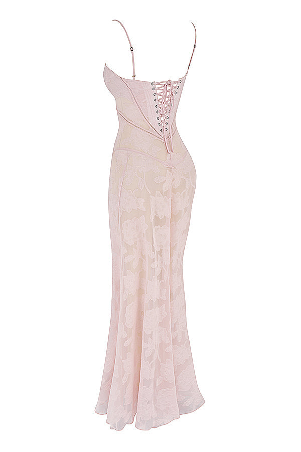 Women's Strappy Maxi Dress – Embroidered Flared Hem