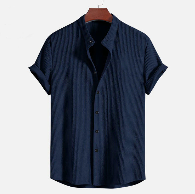 Men's Short Sleeve Button-Up Shirt – Relaxed Straight Hem