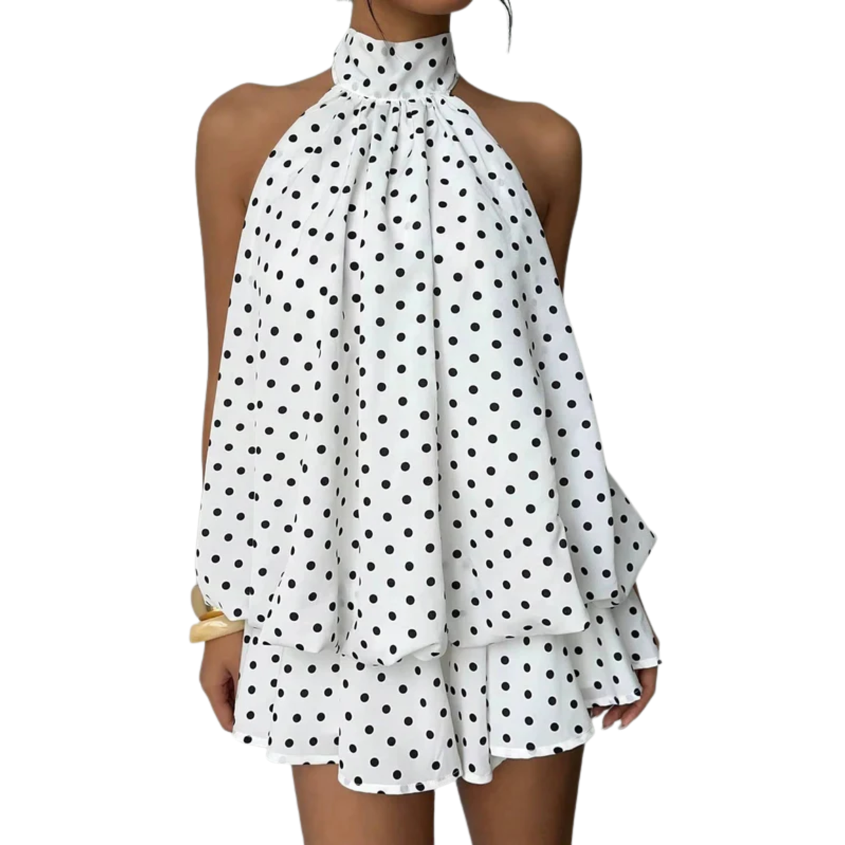 Women's Tiered Ruffle Mini Dress – Halter Open Back