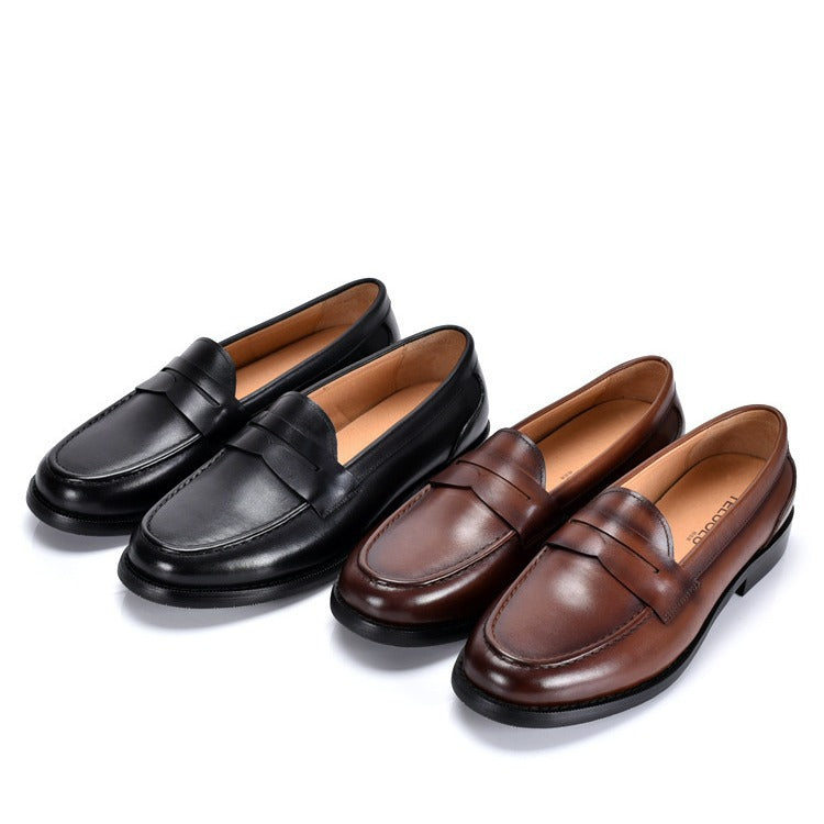 Men's Leather Penny Loafer – Moc-Toe Almond Toe
