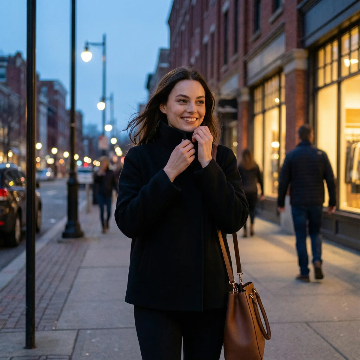 Women's Funnel-Neck Wool-Blend Coat – Relaxed Single-Breasted