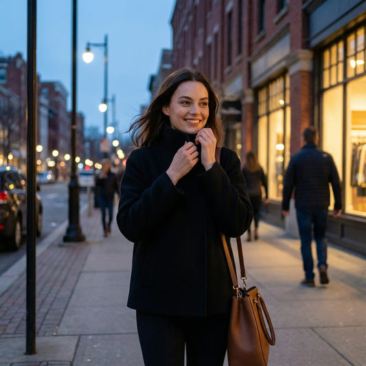 Women's Funnel-Neck Wool-Blend Coat – Relaxed Single-Breasted