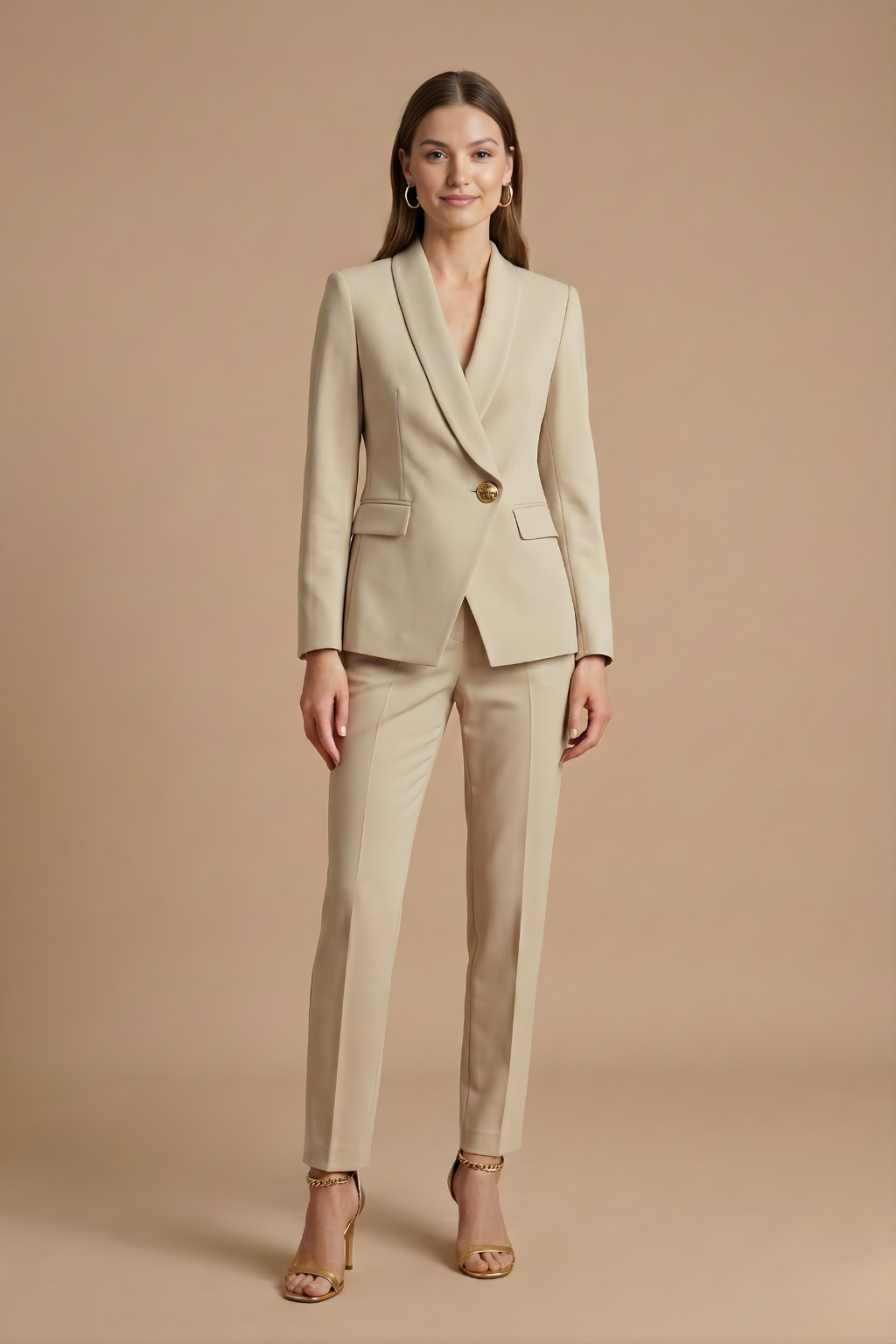 Women's Two-Piece Suit Set – Slim Blazer, Straight Pants