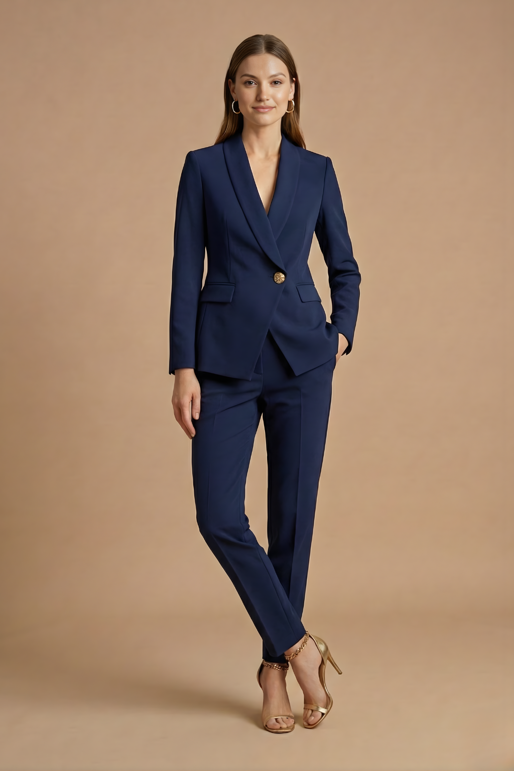 Women's Two-Piece Suit Set – Slim Blazer, Straight Pants