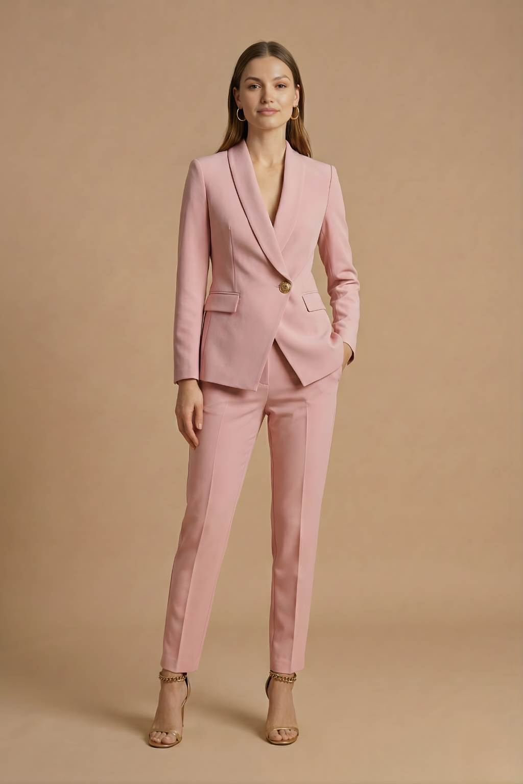 Women's Two-Piece Suit Set – Slim Blazer, Straight Pants