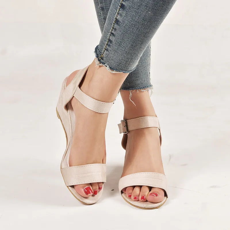 Women's Wedge Sandal – Elastic Ankle Strap