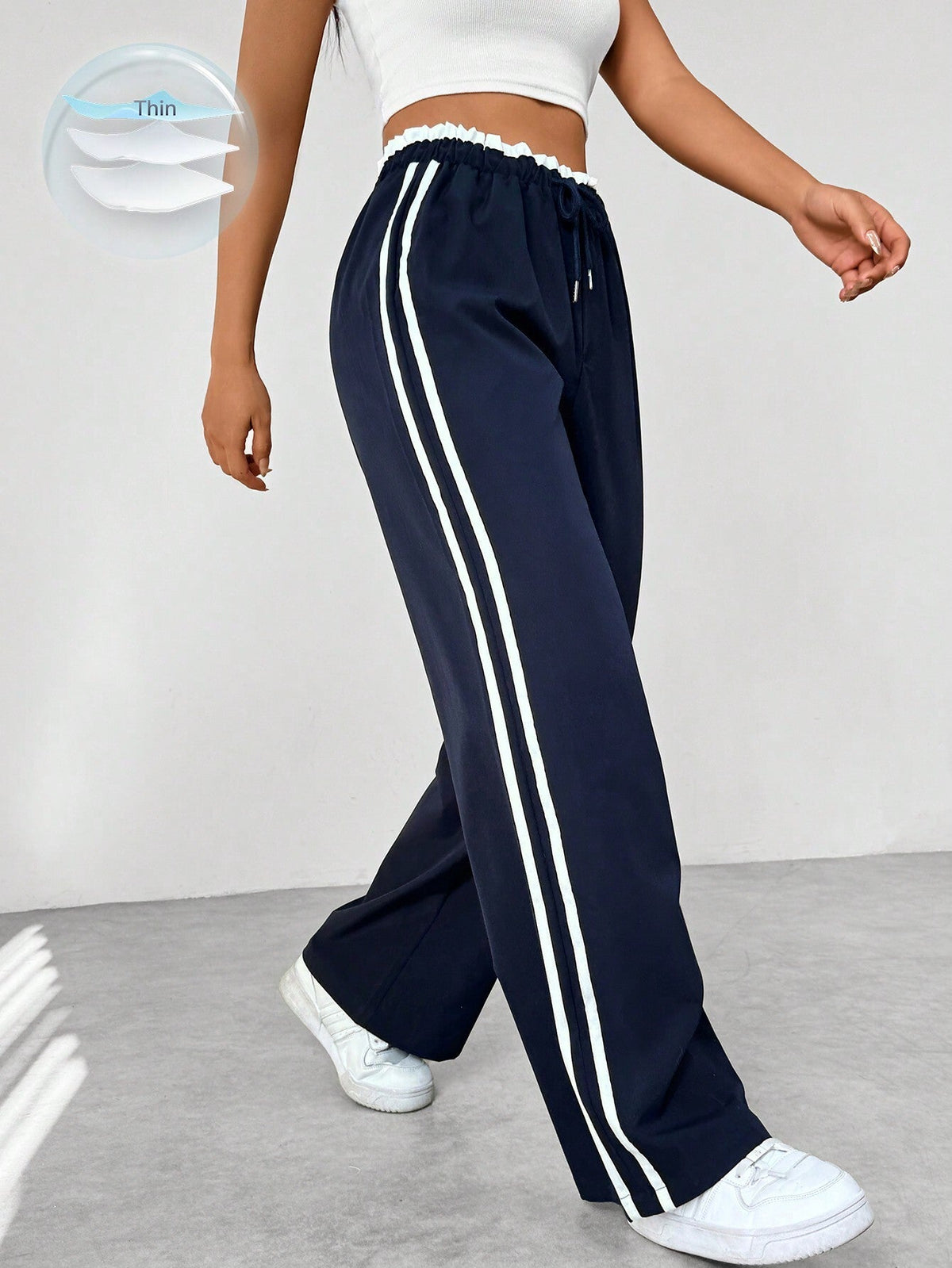 Women's Wide-Leg Jogger Pants – Side Stripe Detail