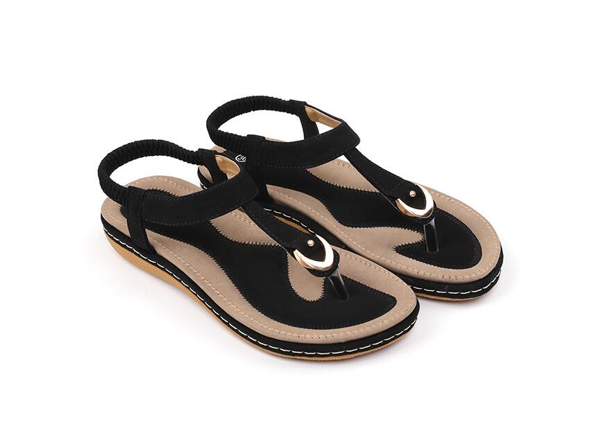 Women's Flat Sandal – Adjustable T-Strap Arch Footbed