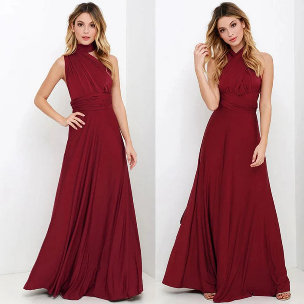Women's Convertible Maxi Dress – Multi-Way Wrap Styling
