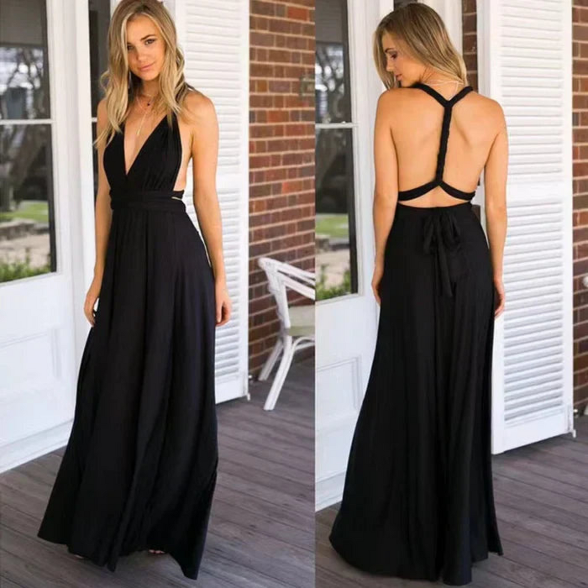 Women's Convertible Maxi Dress – Multi-Way Wrap Styling