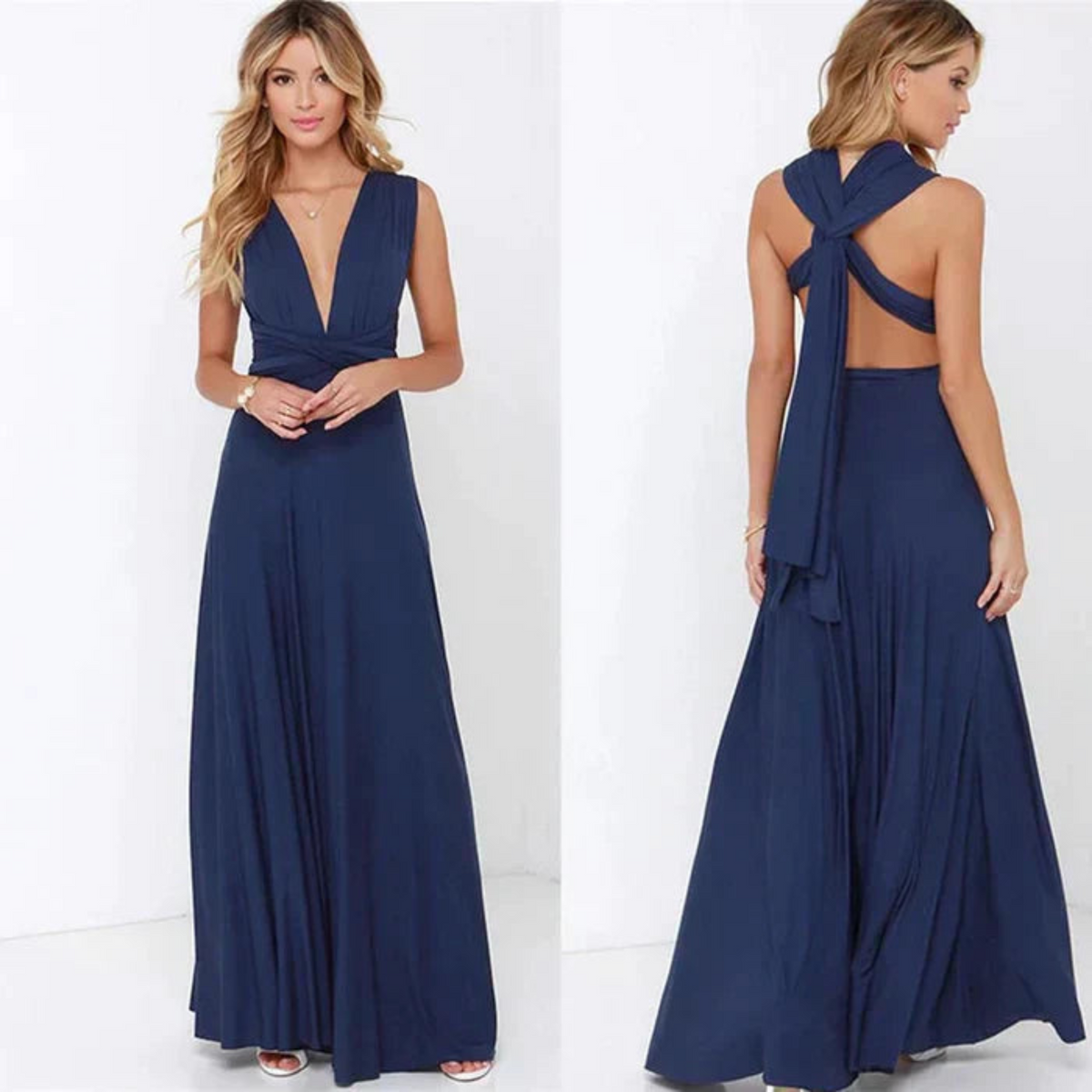 Women's Convertible Maxi Dress – Multi-Way Wrap Styling