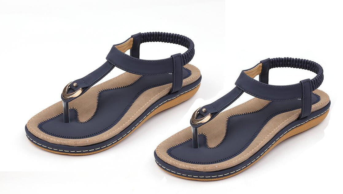 Women's Flat Sandal – Adjustable T-Strap Arch Footbed