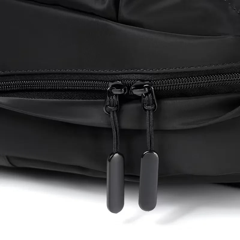 Men's Oxford-Weave Backpack – Multi-Compartment Structured Build