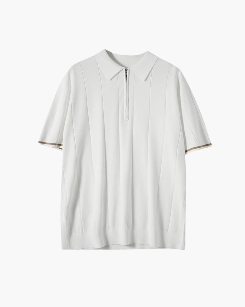 Men's Knit Polo – Striped Zip Placket