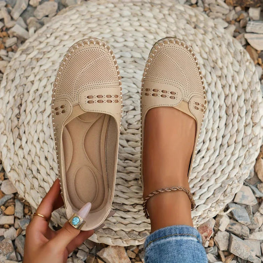 Women's Slip-On Loafers – Matte Round-Toe Flat