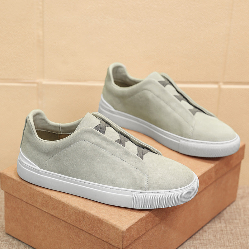 Men's Suede Slip-On Sneaker – Elastic Cross Strap