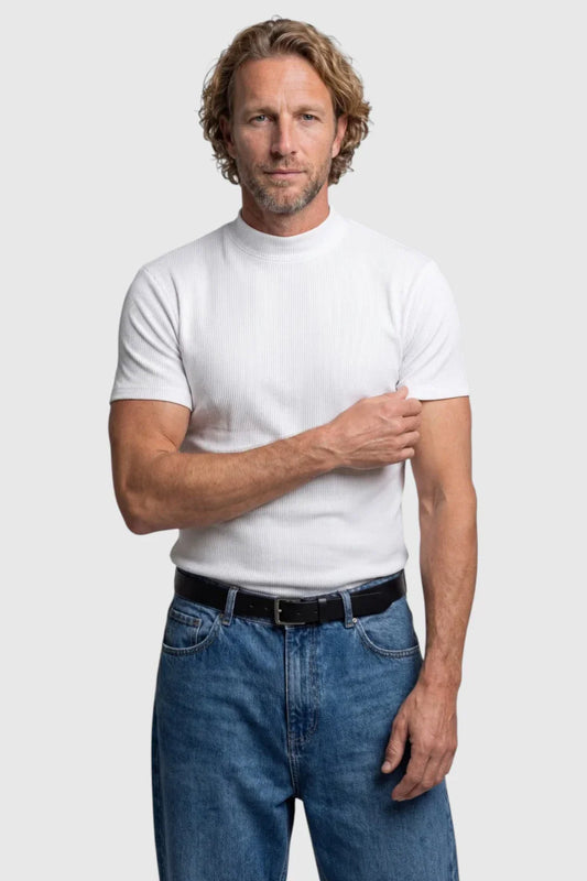 Men's Slim-Fit Stretch T-Shirt – Ribbed Crew Neck