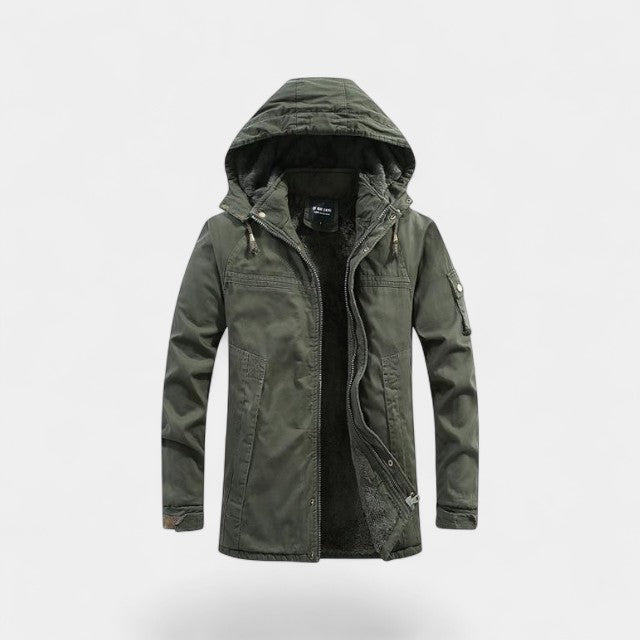 Men's Cotton Hooded Parka – Washed Lapel Collar