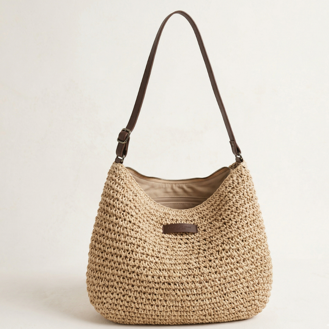 Women's Woven Straw Crossbody Bag – Adjustable Strap