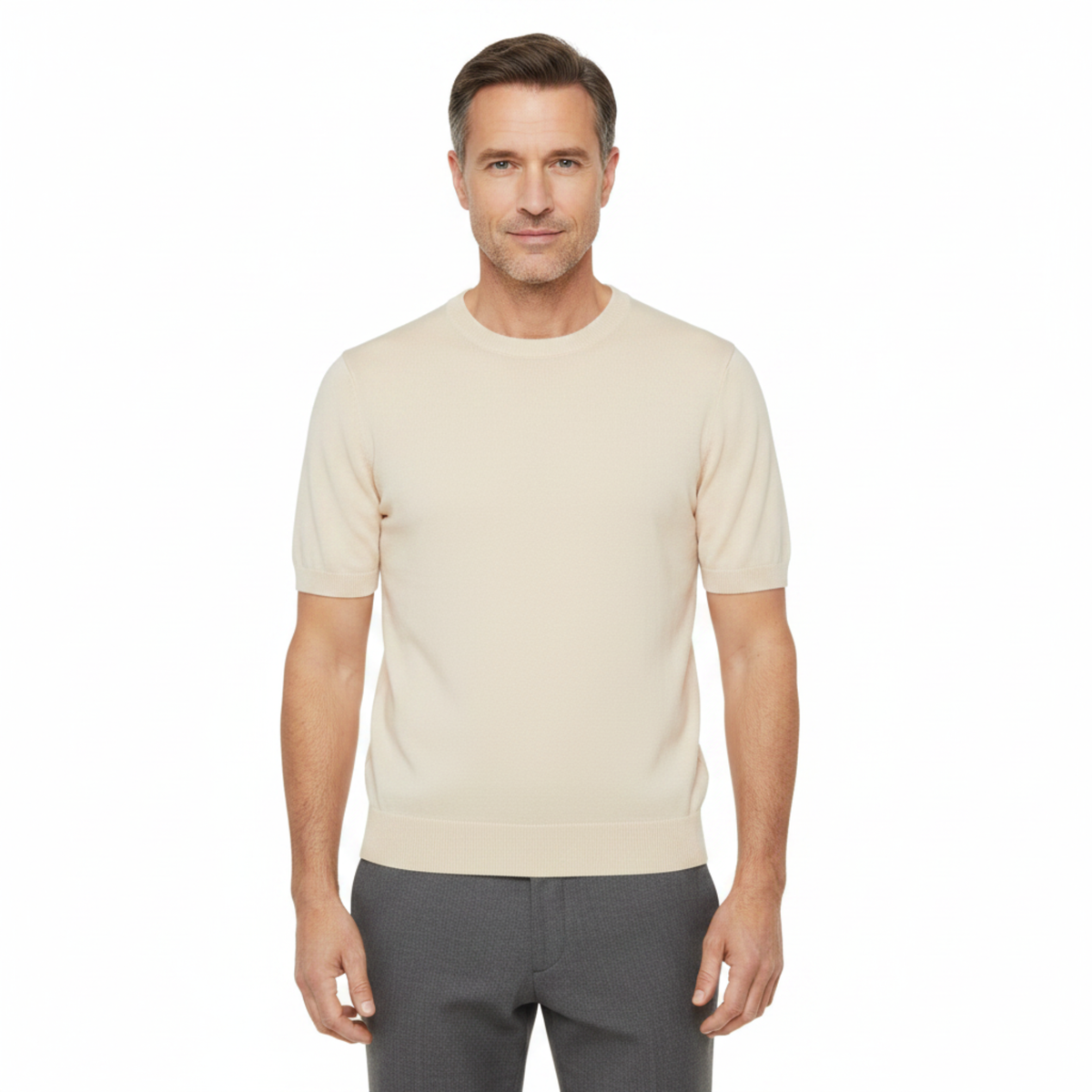 Men's Fine Knit T-Shirt – Relaxed Straight Crew Neck