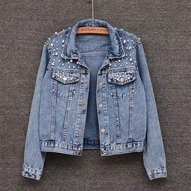 Women's Denim Jacket – Rhinestone and Rivet Trim