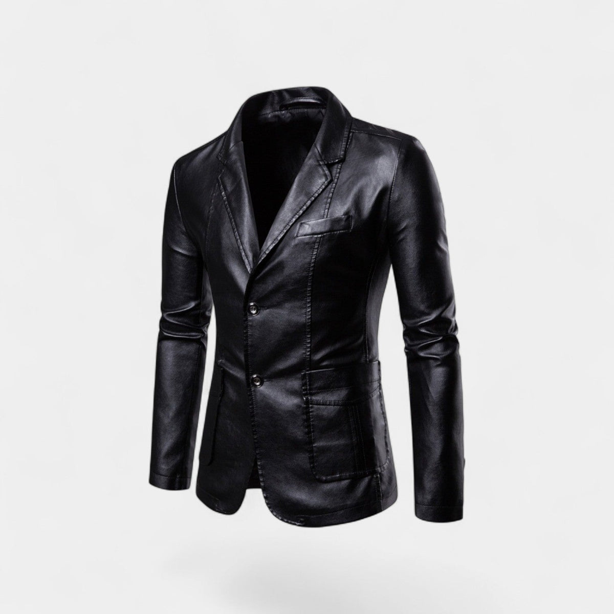 Men's Leather-Look Blazer – Slim Notch Lapel