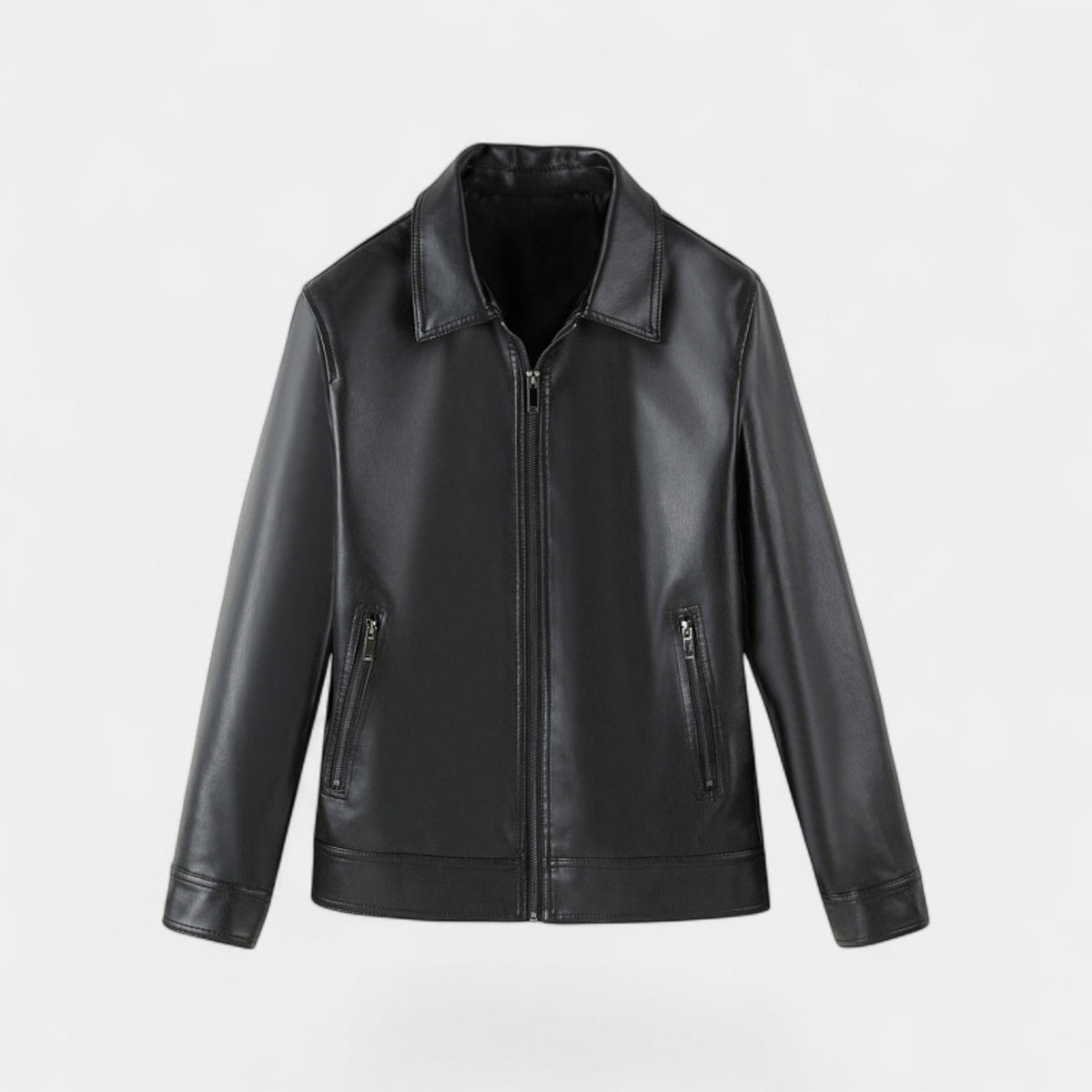 Men's Vegan Leather Jacket – Stand Collar Structured Fit