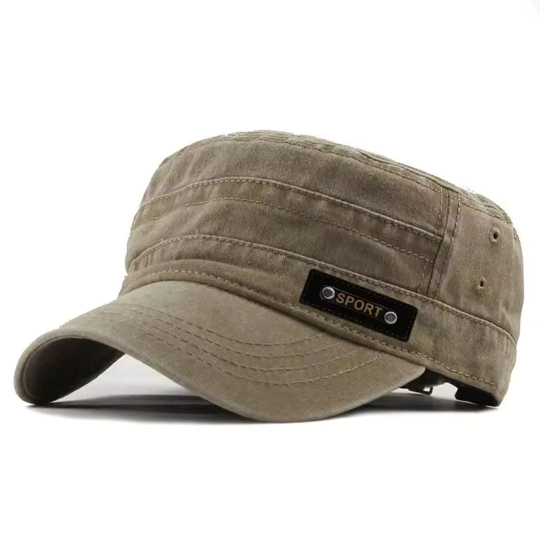 Men's Washed Cotton Cap – Flat-Top Vintage Patch