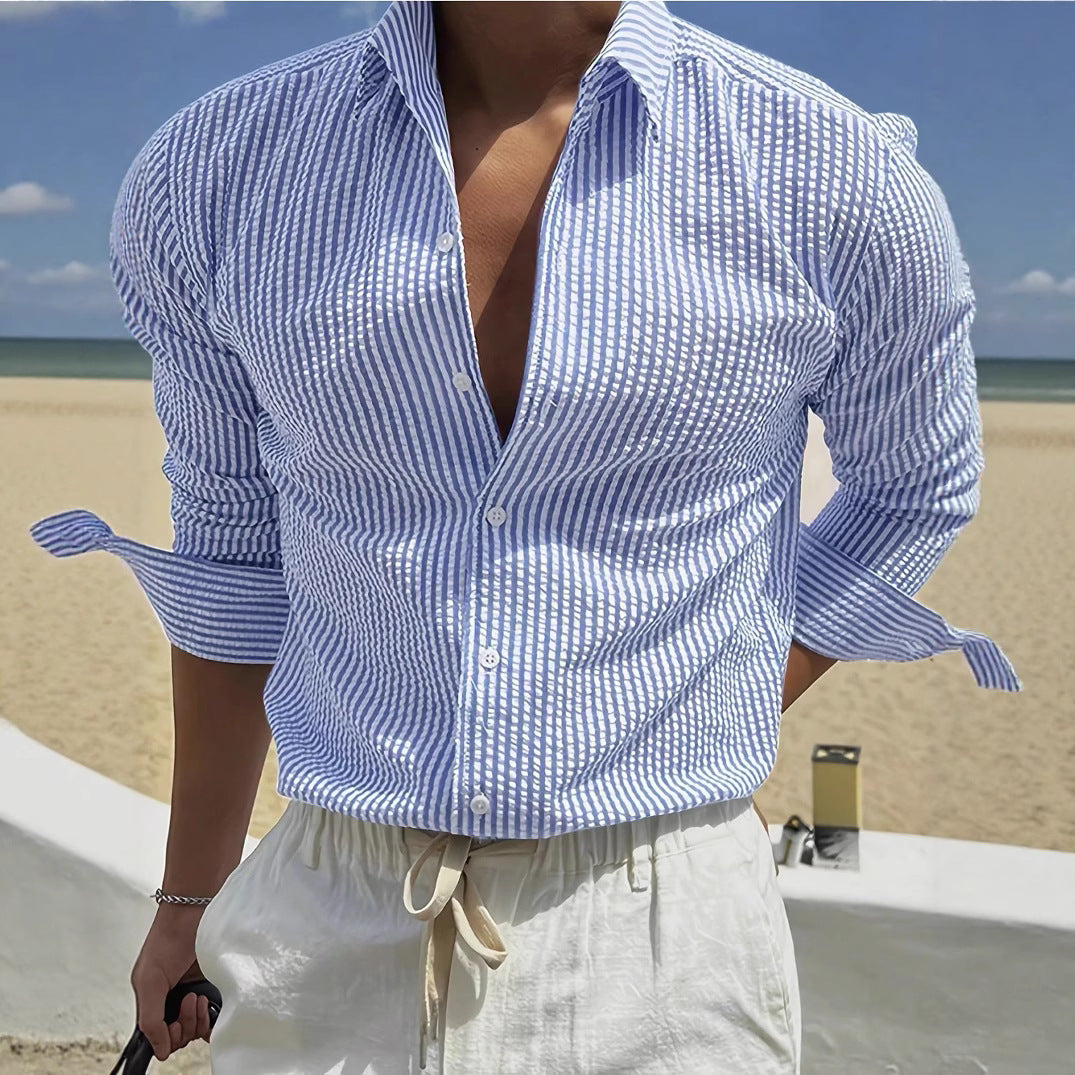 Men's Striped Dress Shirt – Slim Vertical Stripe