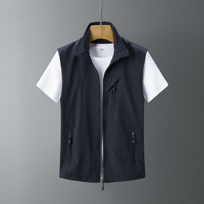 Men's Lightweight Outdoor Vest – Full-Zip Stand Collar