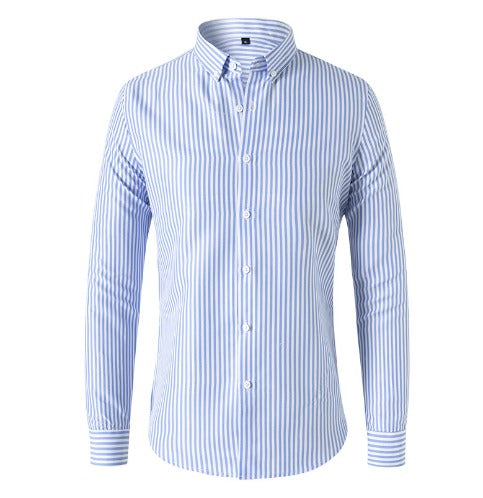 Men's Striped Button-Up Shirt – Linen-Look Relaxed Fit