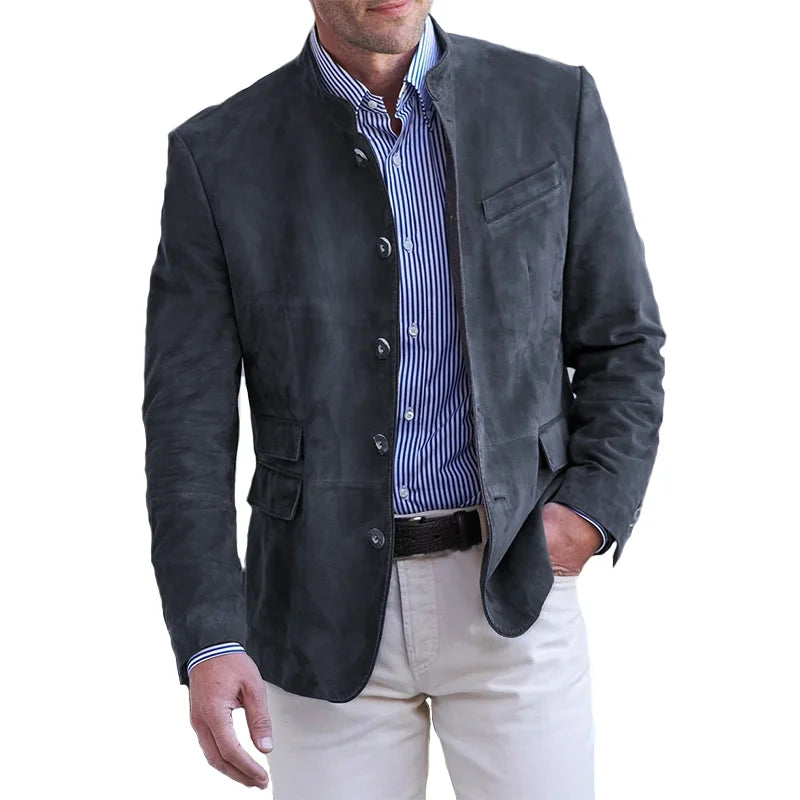 Men's Stand Collar Blazer – Slim Lightweight Fit