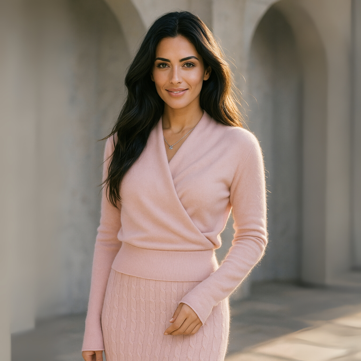 Women's Cashmere Sweater – Crossover Collar