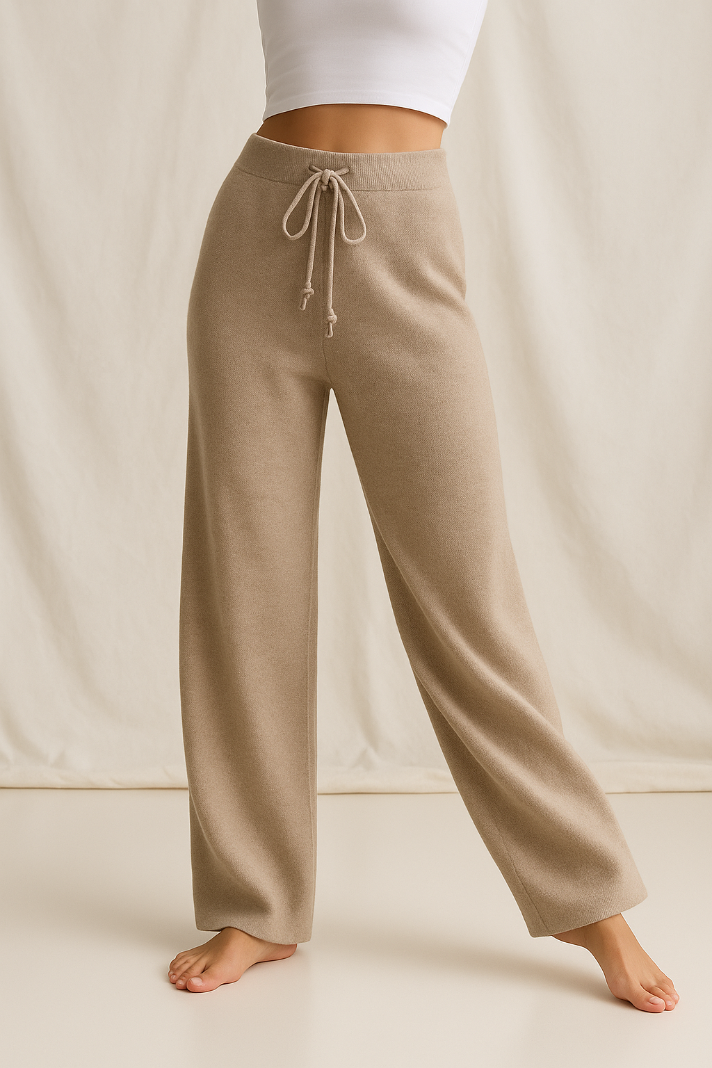 Women's Cashmere-Blend Sweatpants – High-Rise Relaxed Leg