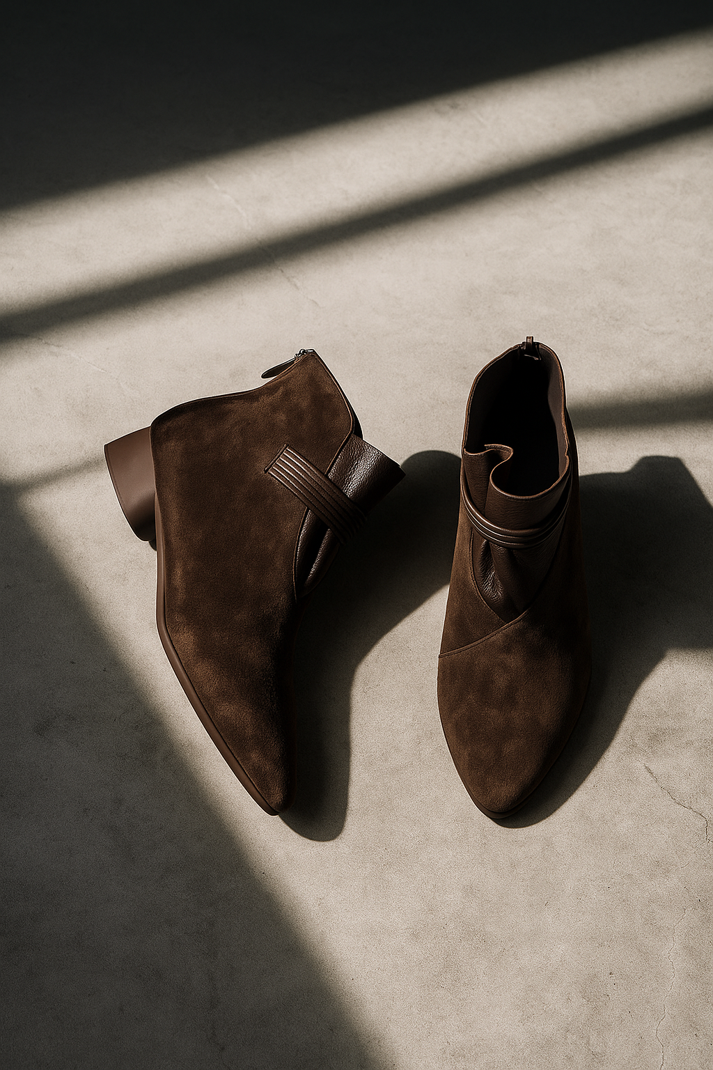 Women's Suede Ankle Boot – Pointed Toe Block Heel