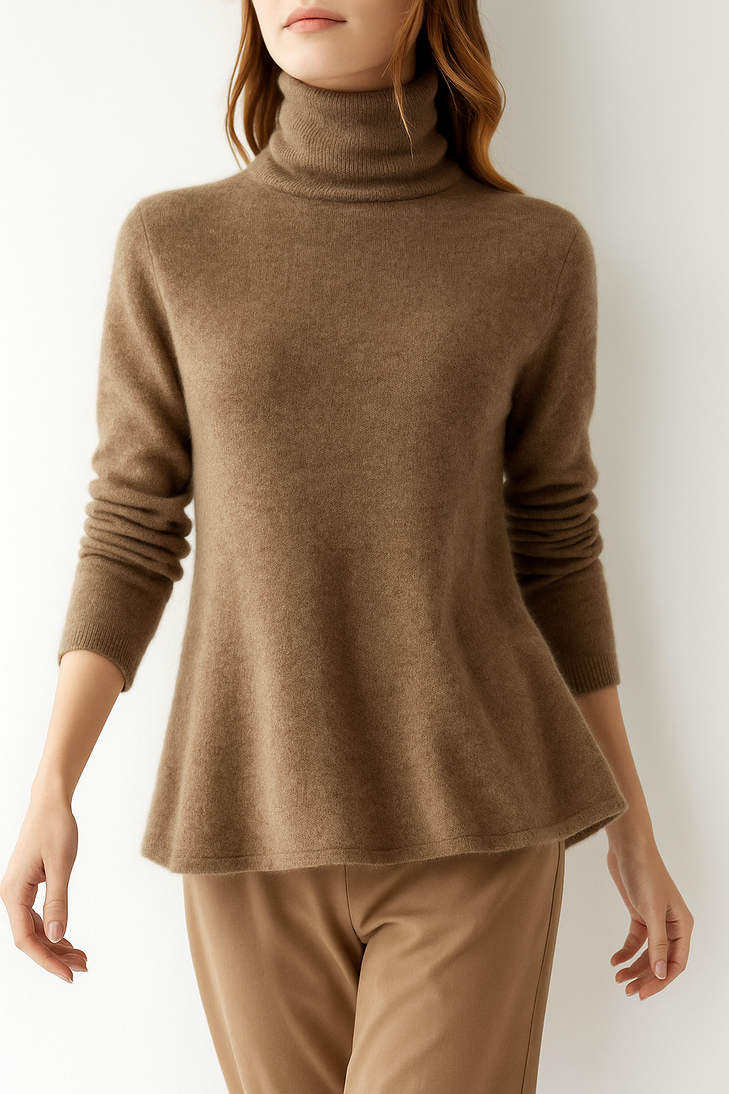 Women's Turtleneck Sweater – Slim Fine-Gauge Knit